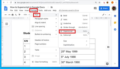 how to add a superscript in docs