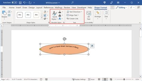 how to add a text box inside a shape in word
