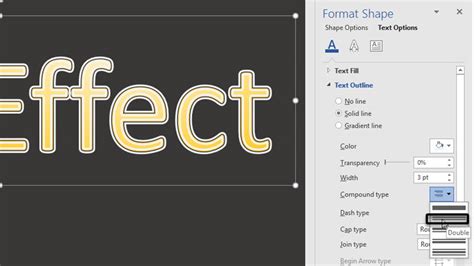 how to add a text effect in word