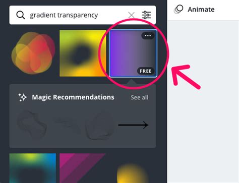 how to add a transparent gradient in canva