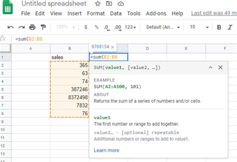 how to add all numbers in column google sheets