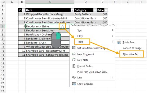 how to add alt text to a picture in excel