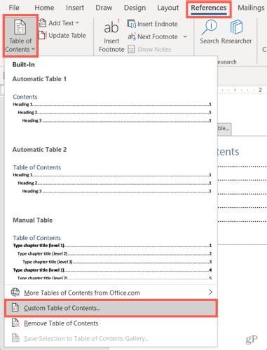 How To Add And Edit Table Of Contents In Word