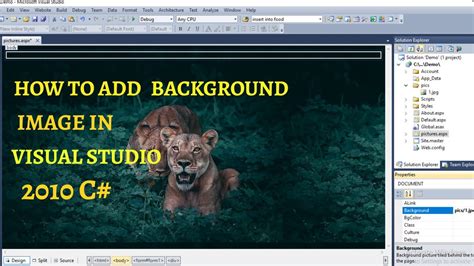 how to add background image in visual studio
