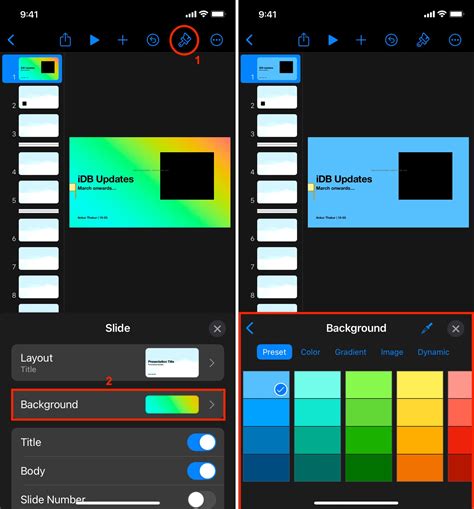 how to add background to slides on iphone