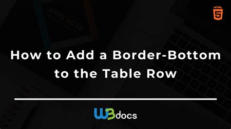 How To Add Border Bottom In Table