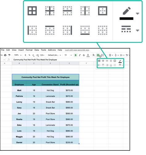 how to add border to table in google sheets