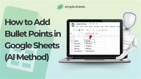 how to add bullet points in google sheets on windows