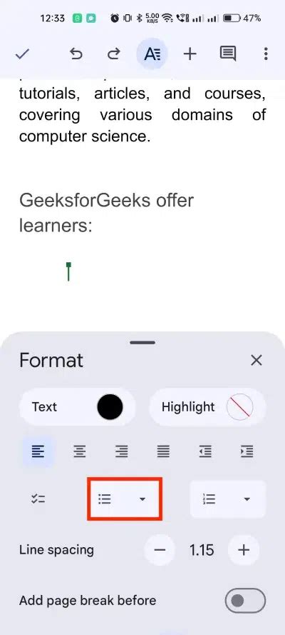 how to add bulleted list in google docs