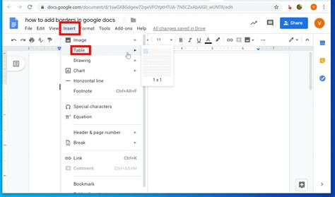 how to add cell border in google docs