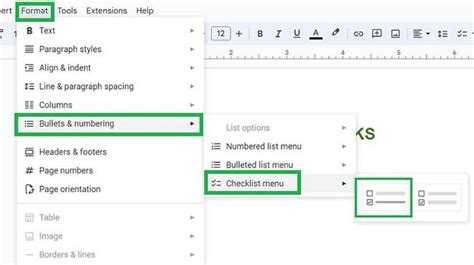 how to add checkbox google docs
