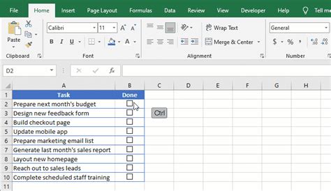 Add Checkboxes to Excel