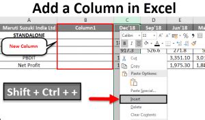how to add columns in excel table