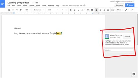 how to add comment on google docs mac