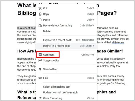 how to add comment on google docs shortcut