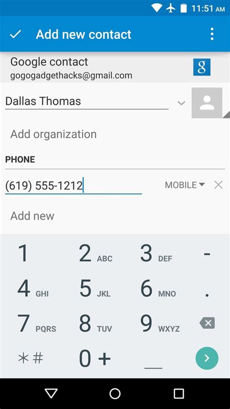 how to add contact in email on android