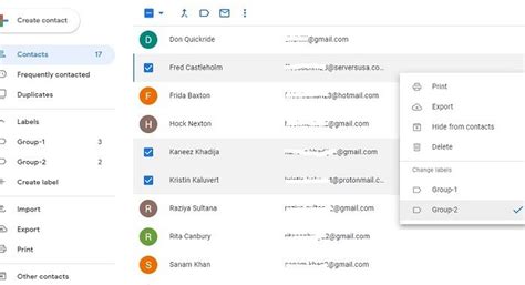 how to add contacts to a label in gmail