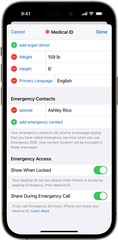 how to add contacts to in case of emergency