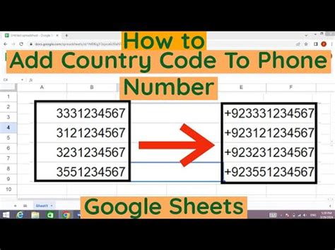 how to add country code in google sheets