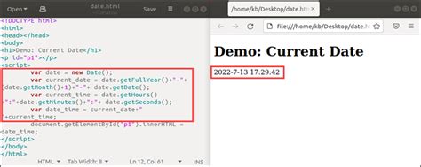 how to add current date and time in javascript