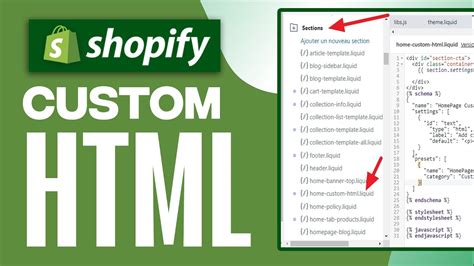 how to add custom html code in shopify