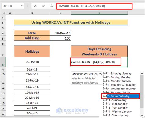 how to add date in excel excluding weekends