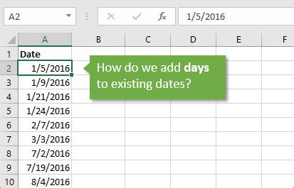 how to add days to existing date in excel