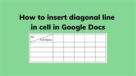 how to add diagonal line in google docs table