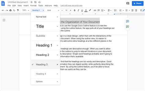 how to add document outline in google docs mobile