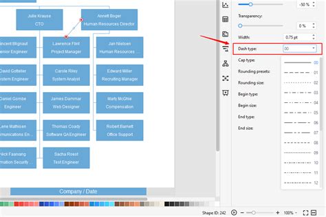 how to add dotted line in excel org chart
