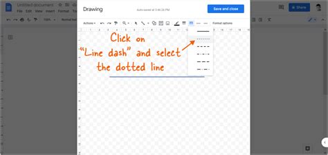how to add dotted line in google docs table of contents