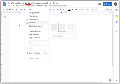 how to add double column in google docs