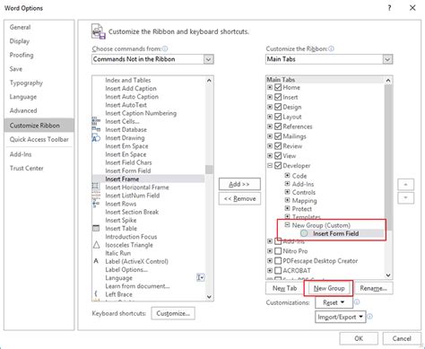 how to add drop down list in word