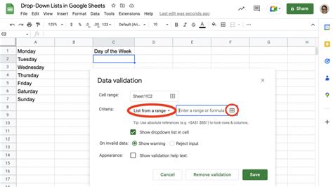 how to add drop-down list in google sheets