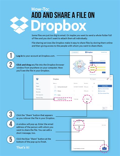 how to add dropbox file to email