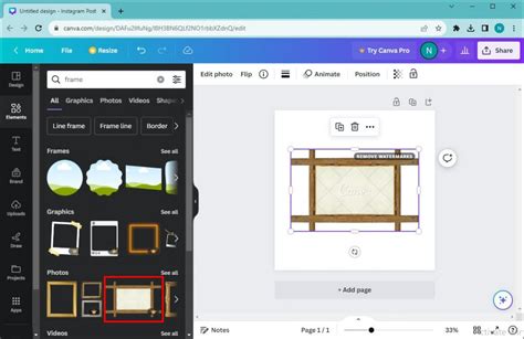 how to add element into frame canva