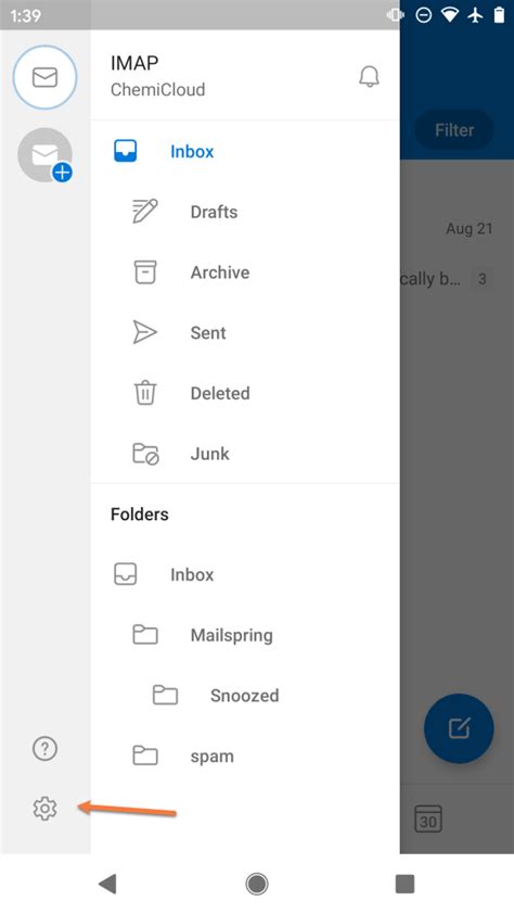 how to add email folders on android phone