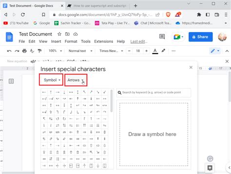 how to add email symbol in google docs