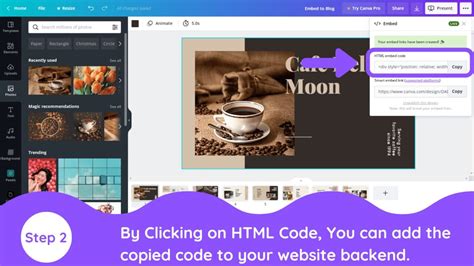 how to add embed code in canva