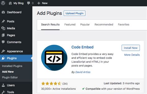 how to add embedded code in wordpress