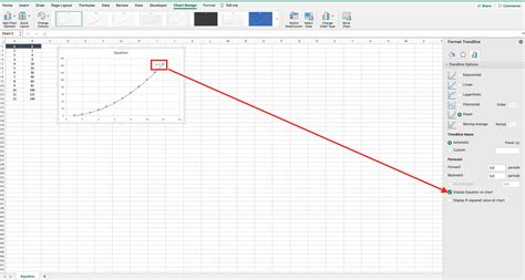 how to add equation in excel graph mac