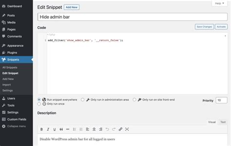 how to add event snippet in wordpress