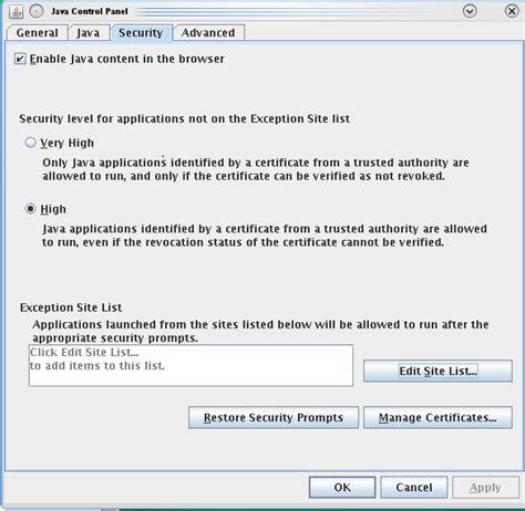 How To Add Exception Site List In Java Command Line