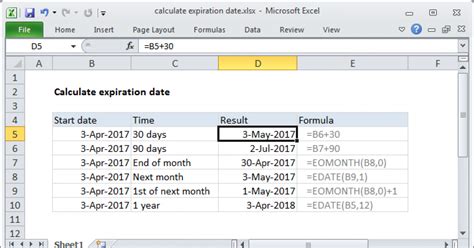 how to add expiry date in excel