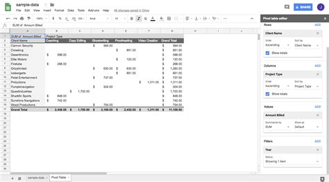 how to add filter in google sheets pivot table