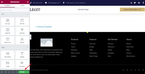 how to add footer menu in elementor