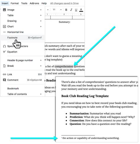 how to add footnote in google docs ipad