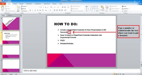 how to add footnotes to powerpoint slides