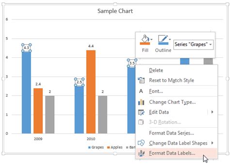 how to add format data labels in powerpoint