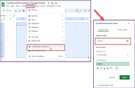 how to add format in google sheets